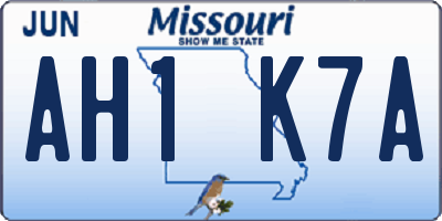 MO license plate AH1K7A