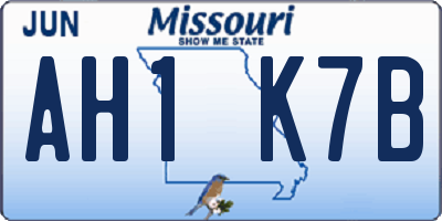 MO license plate AH1K7B