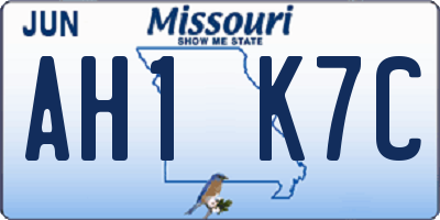 MO license plate AH1K7C