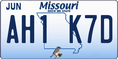 MO license plate AH1K7D