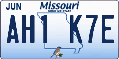 MO license plate AH1K7E