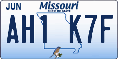 MO license plate AH1K7F