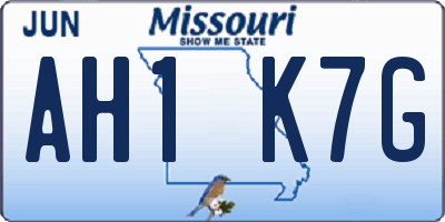 MO license plate AH1K7G