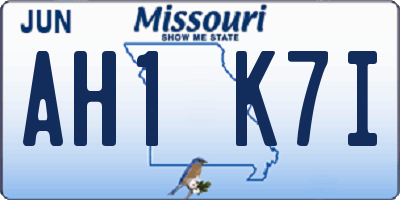 MO license plate AH1K7I