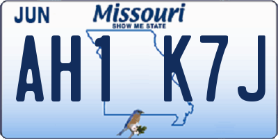 MO license plate AH1K7J