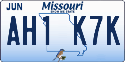 MO license plate AH1K7K