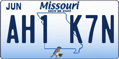 MO license plate AH1K7N