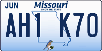 MO license plate AH1K7O