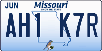 MO license plate AH1K7R