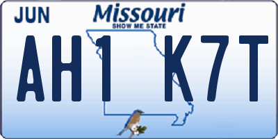 MO license plate AH1K7T