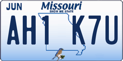 MO license plate AH1K7U