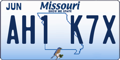 MO license plate AH1K7X