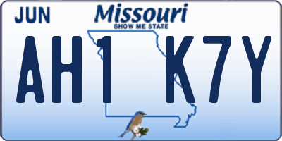 MO license plate AH1K7Y