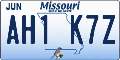 MO license plate AH1K7Z