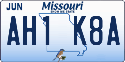 MO license plate AH1K8A