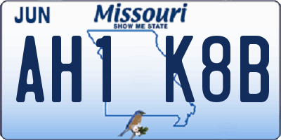 MO license plate AH1K8B