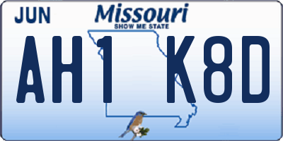 MO license plate AH1K8D