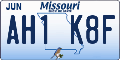 MO license plate AH1K8F