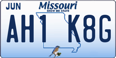 MO license plate AH1K8G