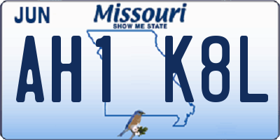 MO license plate AH1K8L