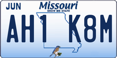 MO license plate AH1K8M