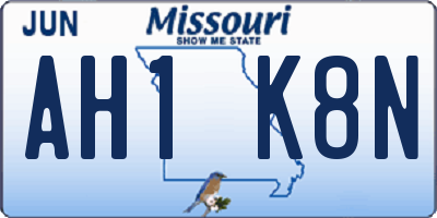 MO license plate AH1K8N