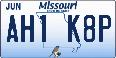 MO license plate AH1K8P