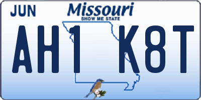 MO license plate AH1K8T