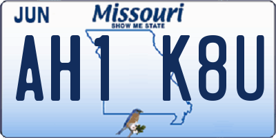 MO license plate AH1K8U