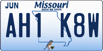 MO license plate AH1K8W