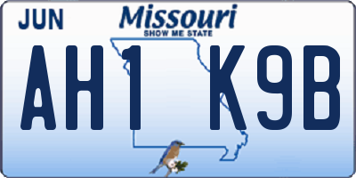 MO license plate AH1K9B