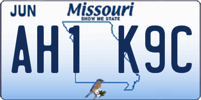 MO license plate AH1K9C