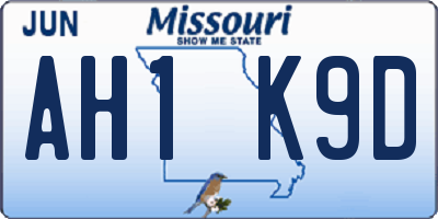 MO license plate AH1K9D