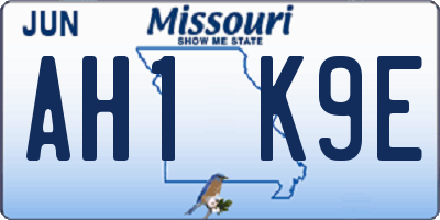 MO license plate AH1K9E