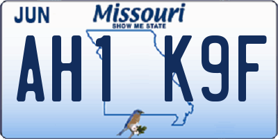 MO license plate AH1K9F