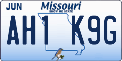 MO license plate AH1K9G