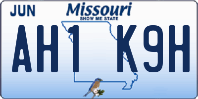 MO license plate AH1K9H