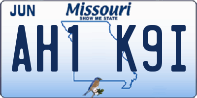 MO license plate AH1K9I