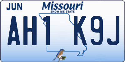 MO license plate AH1K9J