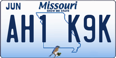 MO license plate AH1K9K