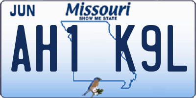 MO license plate AH1K9L