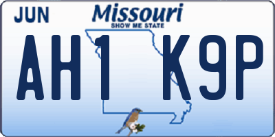 MO license plate AH1K9P