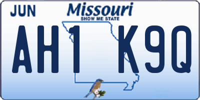 MO license plate AH1K9Q