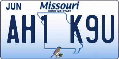 MO license plate AH1K9U