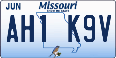 MO license plate AH1K9V