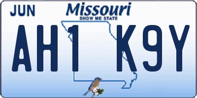 MO license plate AH1K9Y