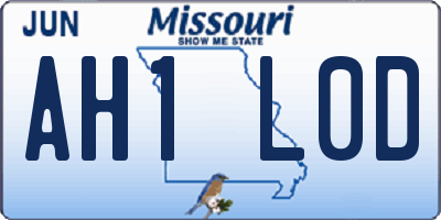 MO license plate AH1L0D