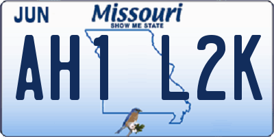 MO license plate AH1L2K