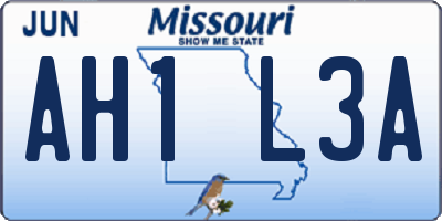 MO license plate AH1L3A