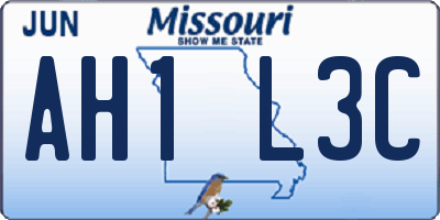 MO license plate AH1L3C